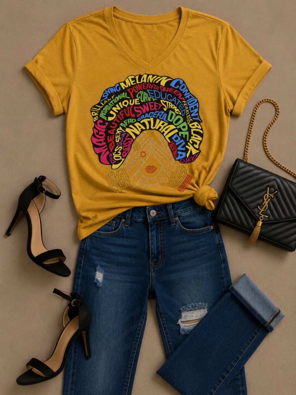 Melanin Queen Inspirational V-Neck Tee ✨👑
